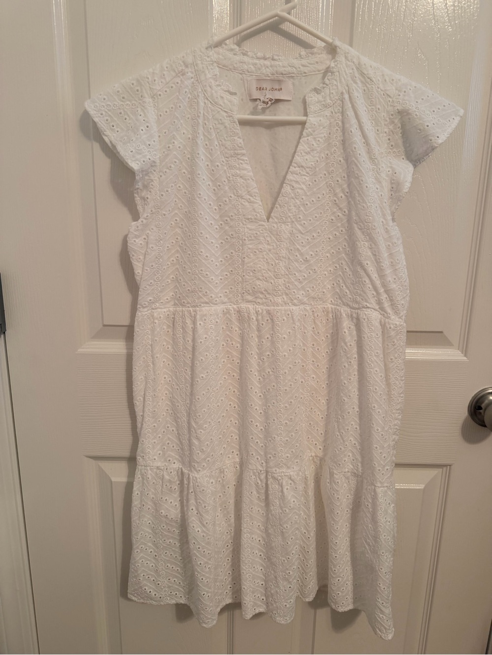 Dear John White Eyelet Mini Dress